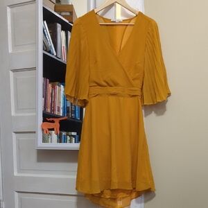 Elegant Mustard Wrap Dress